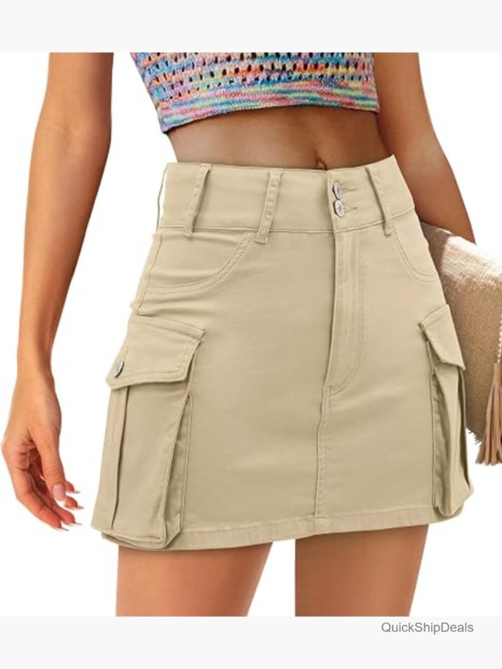 Denim Mini Cargo Skirt Mid Rise Button Up Bodycon Y2k Trendy Summer Casual Jean